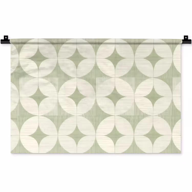 Wandteppich - Salbeigrün – Geometrisch – Retro – Mid-Century – Muster — 1