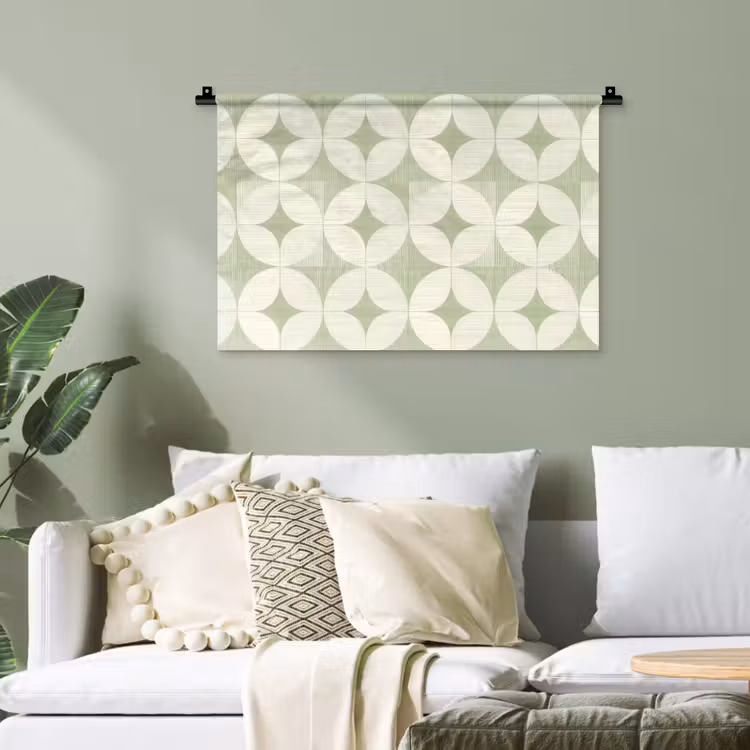 Wandteppich - Salbeigrün – Geometrisch – Retro – Mid-Century – Muster — 4