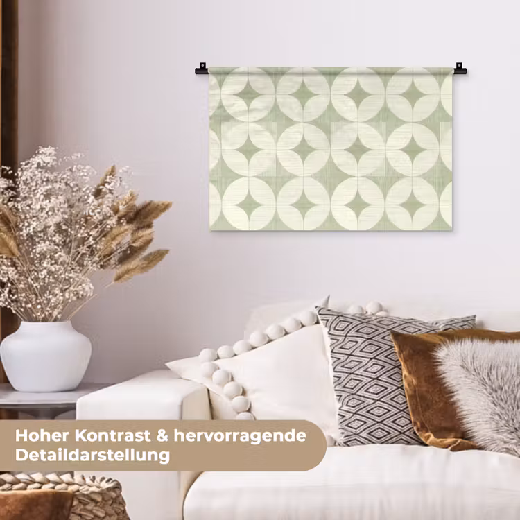 Wandteppich - Salbeigrün – Geometrisch – Retro – Mid-Century – Muster — 6