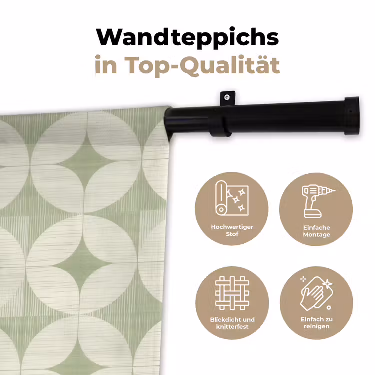 Wandteppich - Salbeigrün – Geometrisch – Retro – Mid-Century – Muster — 7