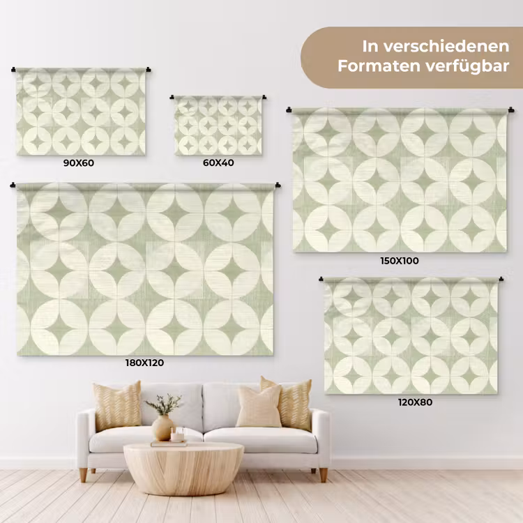 Wandteppich - Salbeigrün – Geometrisch – Retro – Mid-Century – Muster — 8