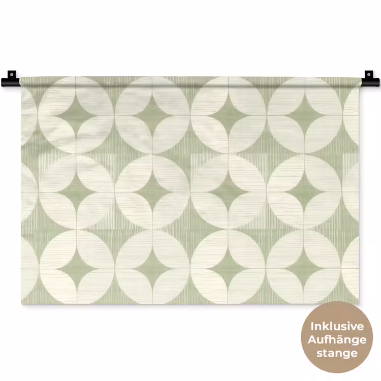 Wandteppich - Salbeigrün – Geometrisch – Retro – Mid-Century – Muster — 9