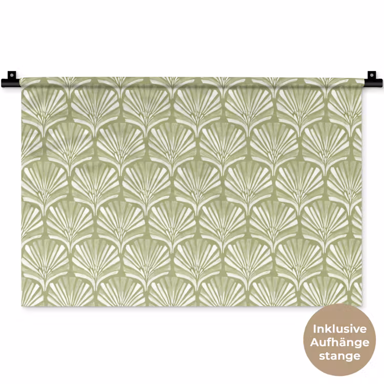 Wandteppich - Salbeigrün – Ginkgo Biloba – Fächer – Muster — 9