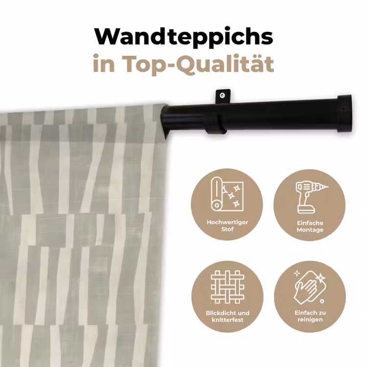 Wandteppich - Salbeigrün – Streifen – Geometrisch – Textur – Muster — 7