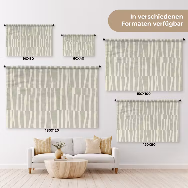 Wandteppich - Salbeigrün – Streifen – Geometrisch – Textur – Muster — 8