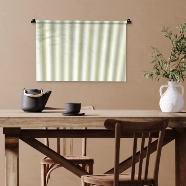 Wandteppich - Salbeigrün – Streifen – Minimalistisch – Muster — 3