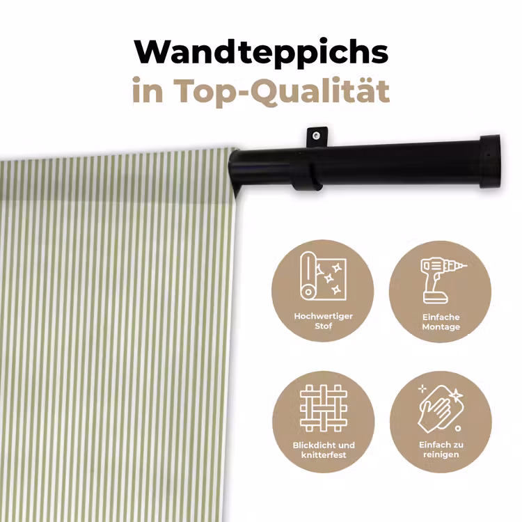 Wandteppich - Salbeigrün – Streifen – Minimalistisch – Muster — 7