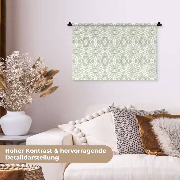Wandteppich - Salbeigrün – Symmetrisch – Mandala – Ornament – Muster — 6