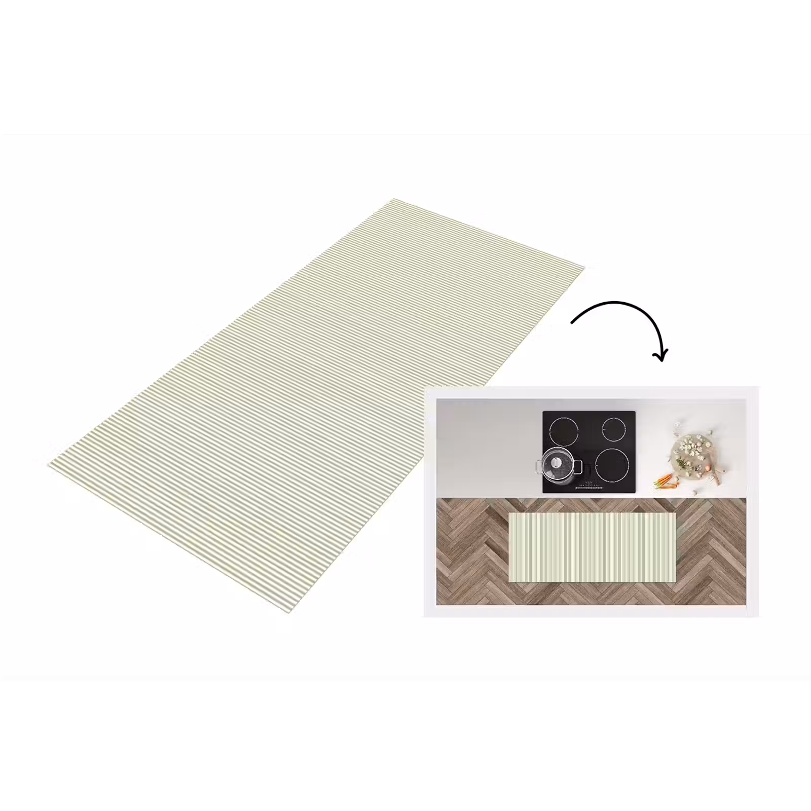 Küchenläufer - Salbeigrün – Streifen – Minimalistisch – Muster — 1