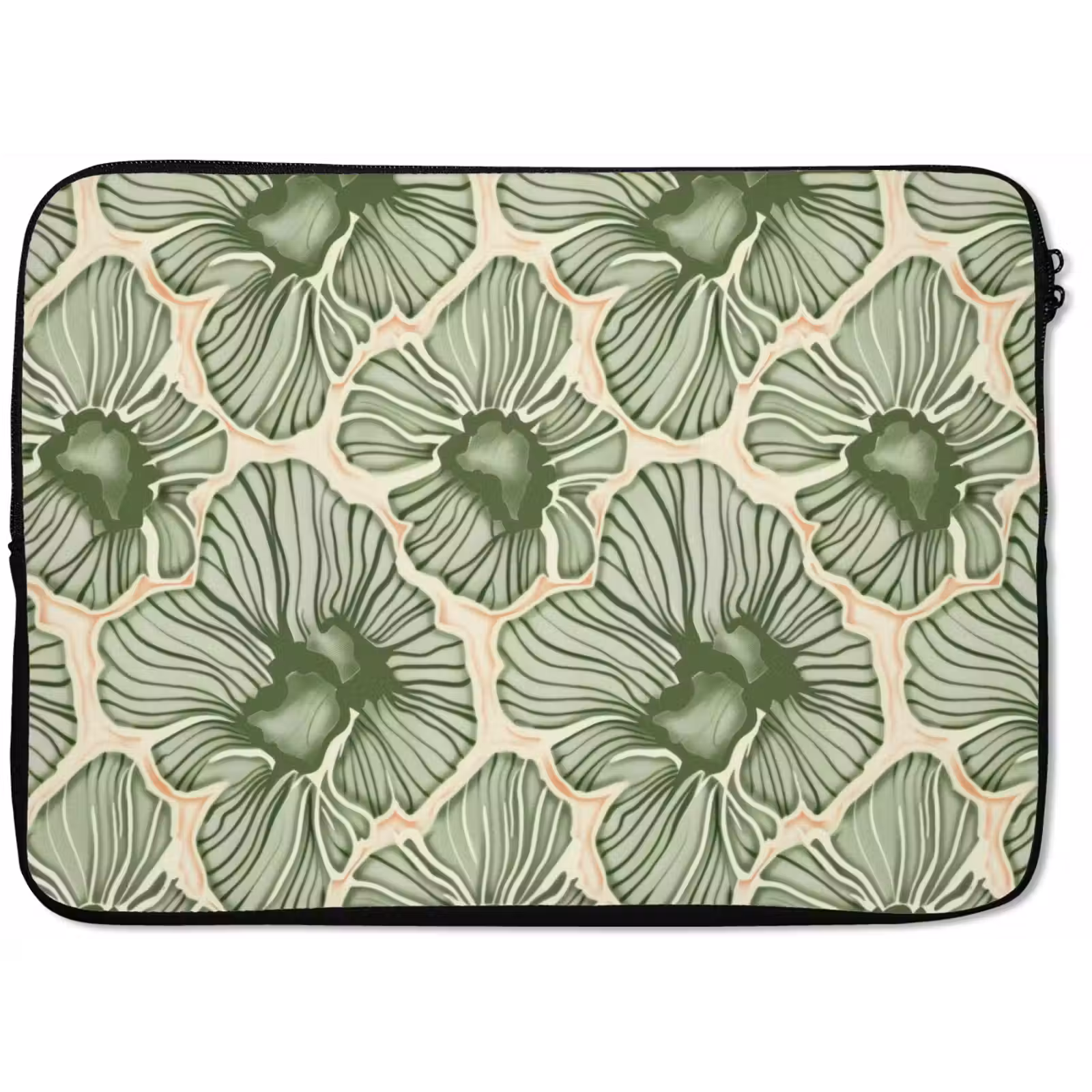 Laptop hülle - Grün – Botanisch – Blumen – Organisch – Muster — 1