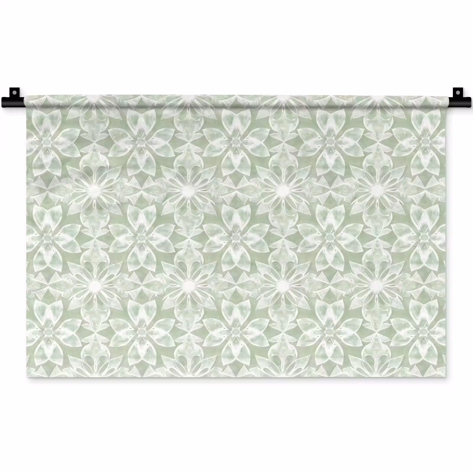 Wandteppich - Salbeigrün – Symmetrisch – Mandala – Ornament – Muster — 1