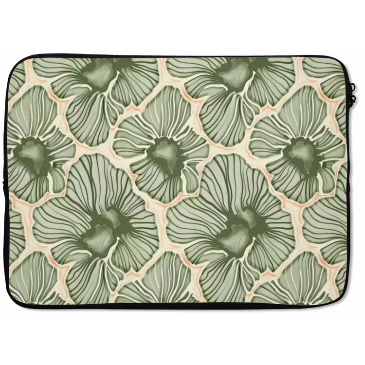 Laptop hülle - Grün – Botanisch – Blumen – Organisch – Muster — 1