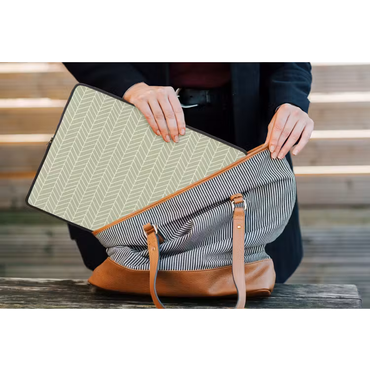 Laptop hülle - Salbeigrün – Fischgrät – Geometrisch – Muster — 4