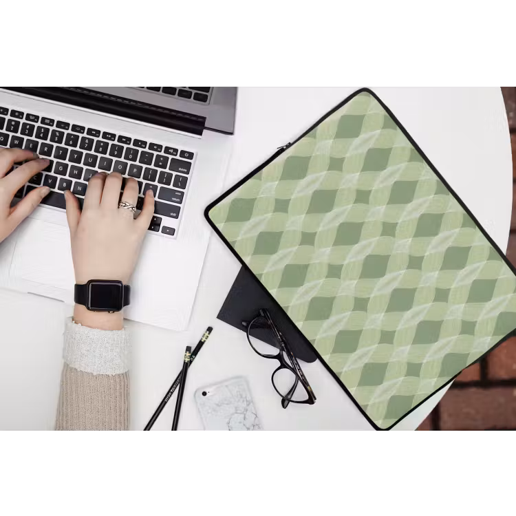 Laptop hülle - Salbeigrün – Geometrisch – Organisch – Gitterwerk – Muster — 3