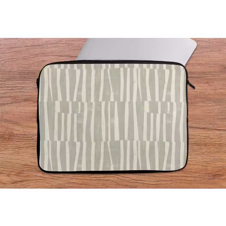 Laptop hülle - Salbeigrün – Streifen – Geometrisch – Textur – Muster — 2