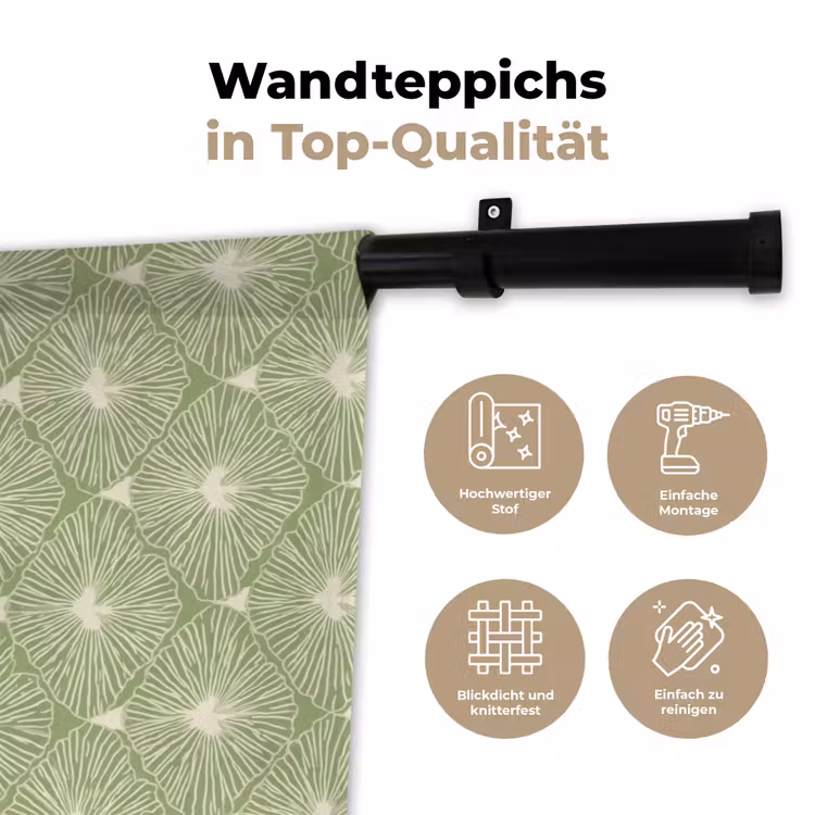 Wandteppich - Salbeigrün – Botanisch – Rauten – Organisch – Muster — 7