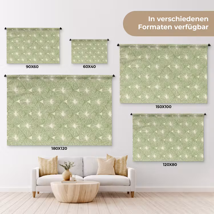 Wandteppich - Salbeigrün – Botanisch – Rauten – Organisch – Muster — 8
