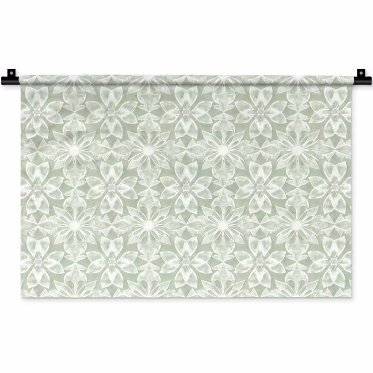 Wandteppich - Salbeigrün – Symmetrisch – Mandala – Ornament – Muster — 1