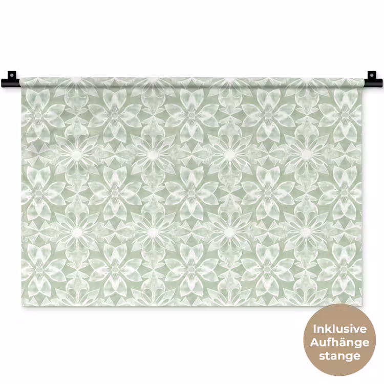 Wandteppich - Salbeigrün – Symmetrisch – Mandala – Ornament – Muster — 9