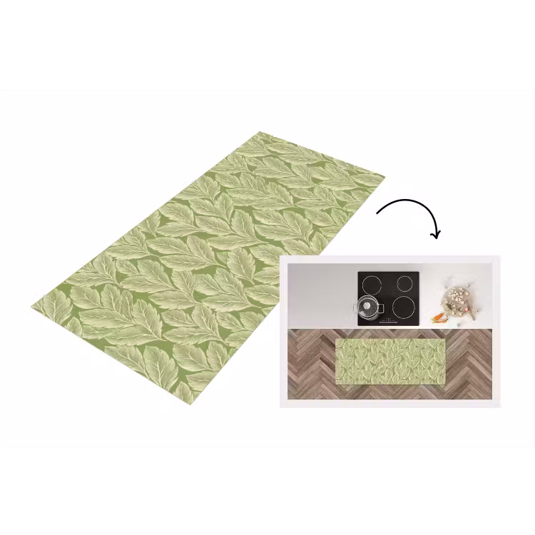 Küchenläufer - Grün – Botanisch – Blätter – Vintage – Muster — 1