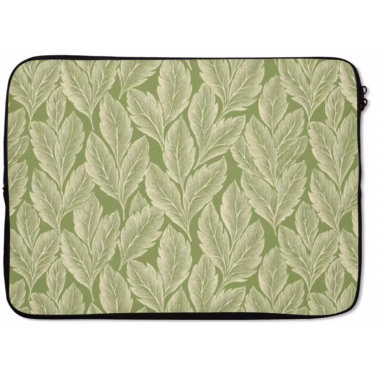 Laptop hülle - Grün – Botanisch – Blätter – Vintage – Muster — 1