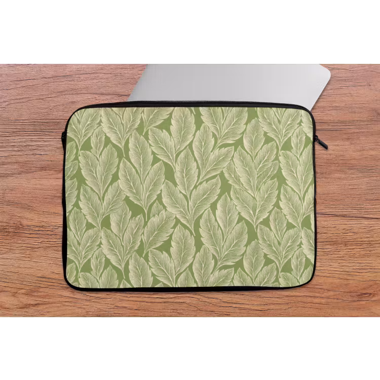 Laptop hülle - Grün – Botanisch – Blätter – Vintage – Muster — 2