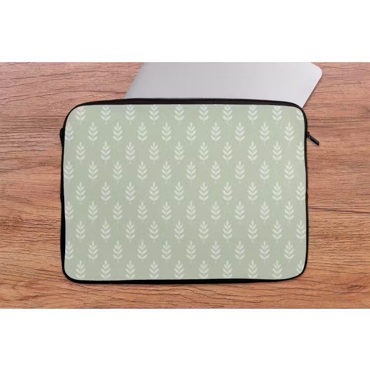 Laptop hülle - Salbeigrün – Botanisch – Zweige – Minimalistisch – Muster — 2