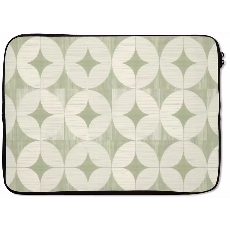 Laptop hülle - Salbeigrün – Geometrisch – Retro – Mid-Century – Muster — 1