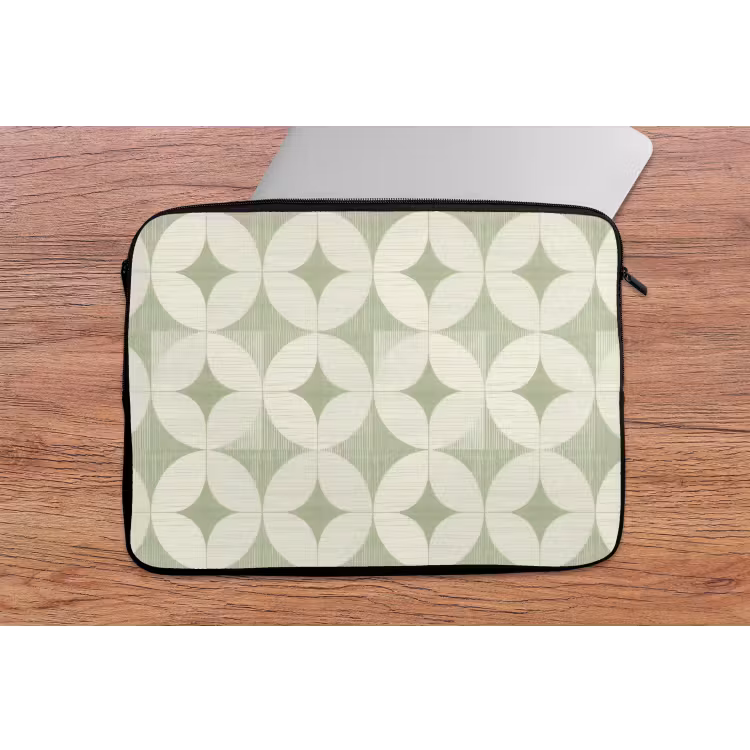 Laptop hülle - Salbeigrün – Geometrisch – Retro – Mid-Century – Muster — 2