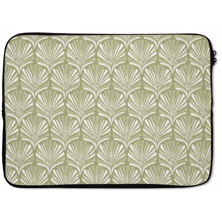 Laptop hülle - Salbeigrün – Ginkgo Biloba – Fächer – Muster — 1