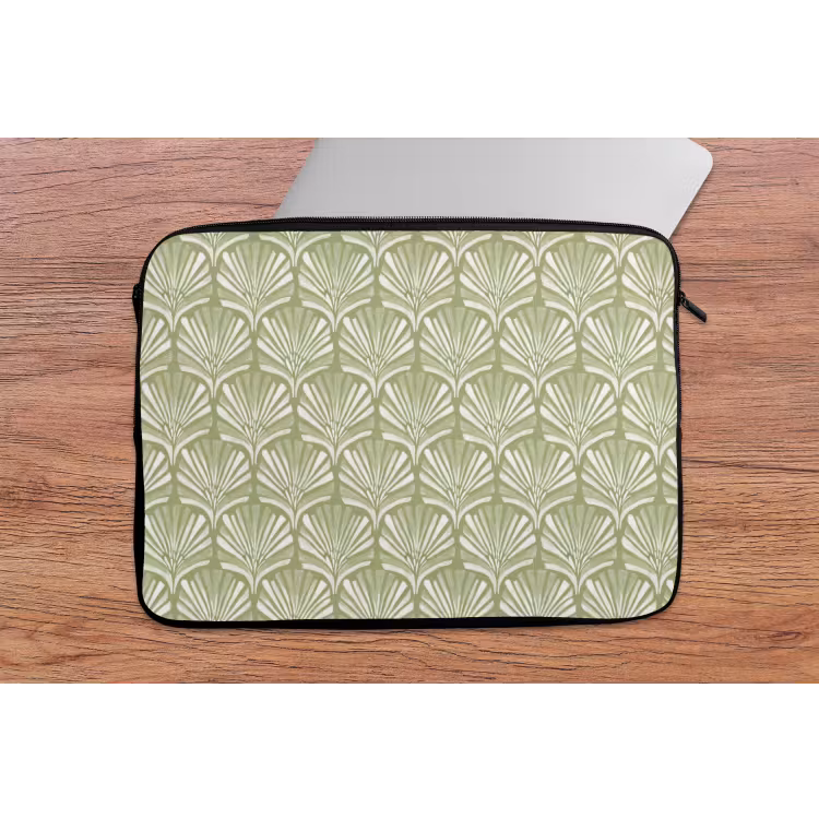 Laptop hülle - Salbeigrün – Ginkgo Biloba – Fächer – Muster — 2