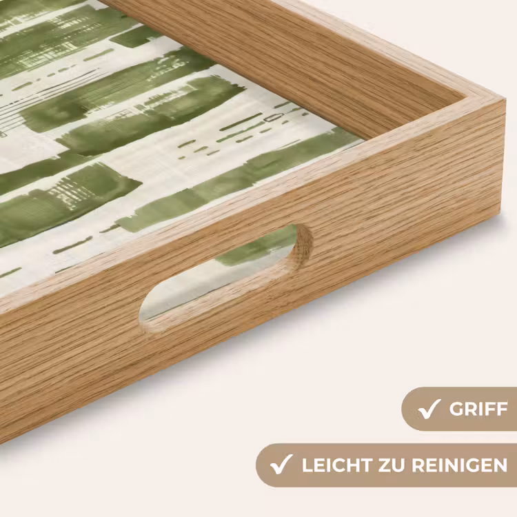 Tablett - Grün – Abstrakt – Pinselstriche – Leinen – Muster — 5