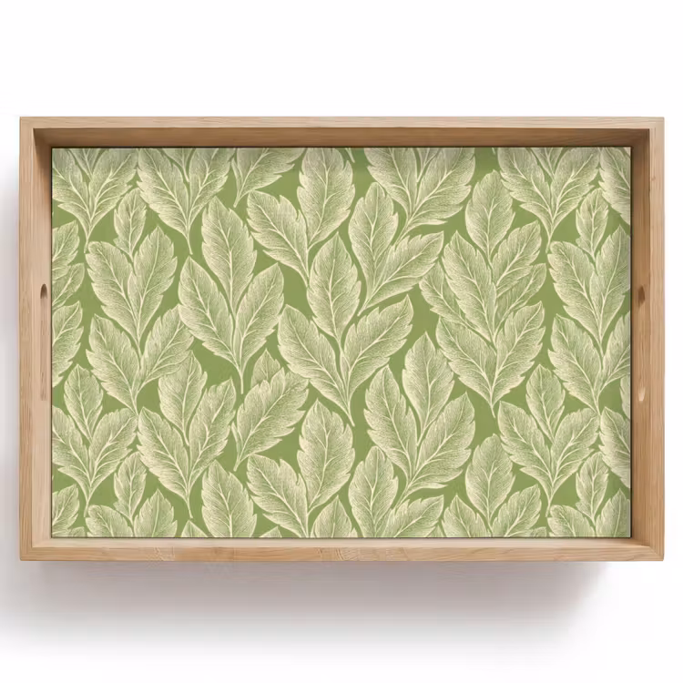 Tablett - Grün – Botanisch – Blätter – Vintage – Muster — 1