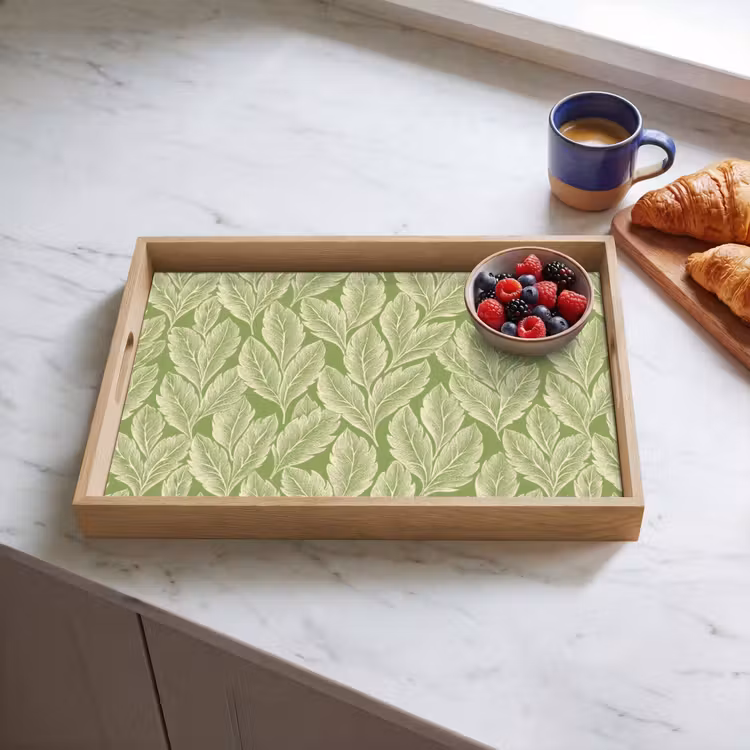 Tablett - Grün – Botanisch – Blätter – Vintage – Muster — 4