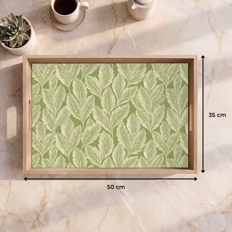 Tablett - Grün – Botanisch – Blätter – Vintage – Muster — 9