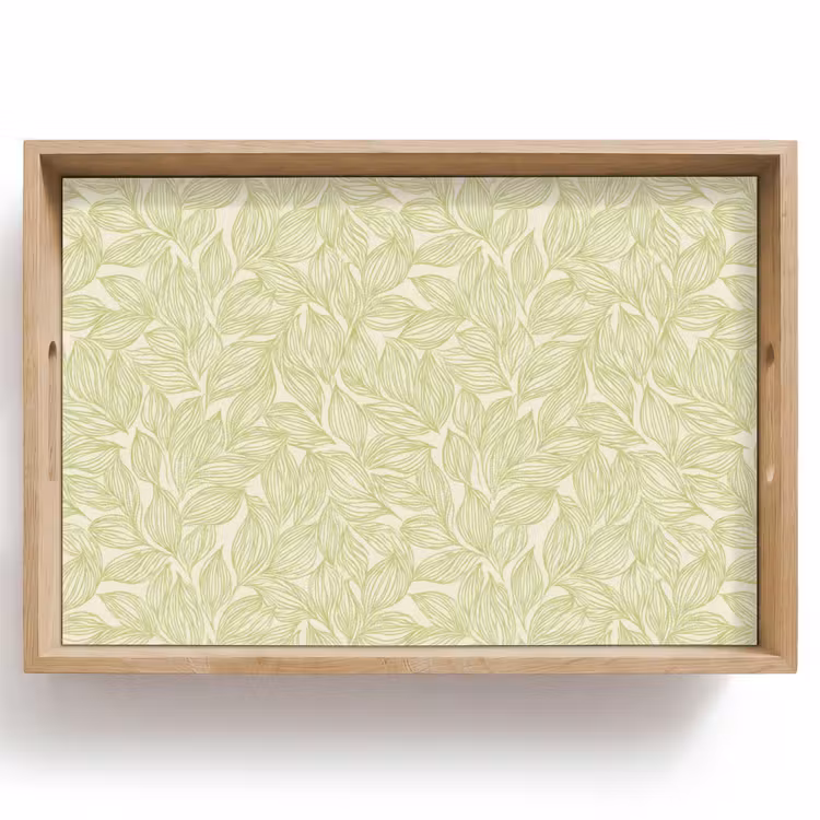 Tablett - Salbeigrün – Botanisch – Blätter – Handgezeichnet – Muster — 1