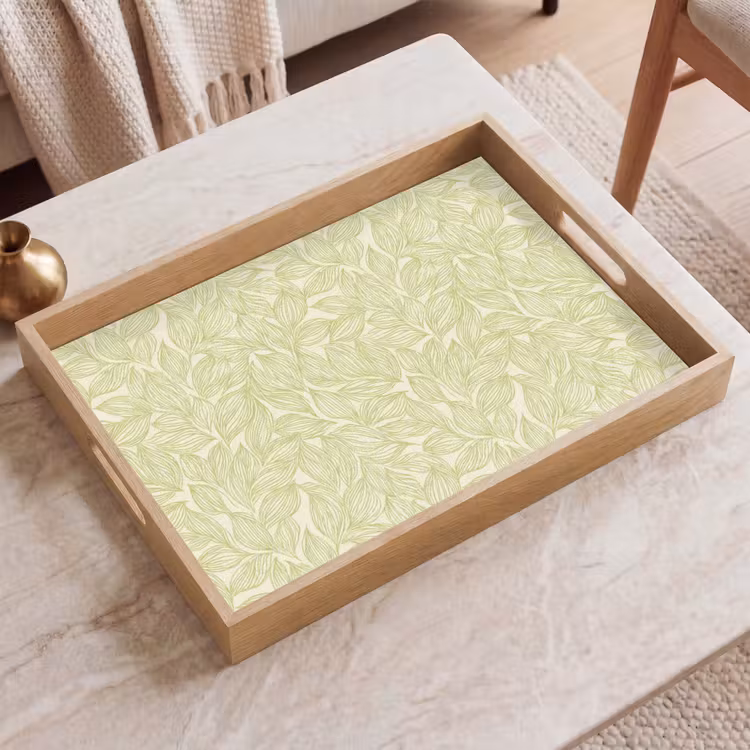 Tablett - Salbeigrün – Botanisch – Blätter – Handgezeichnet – Muster — 2