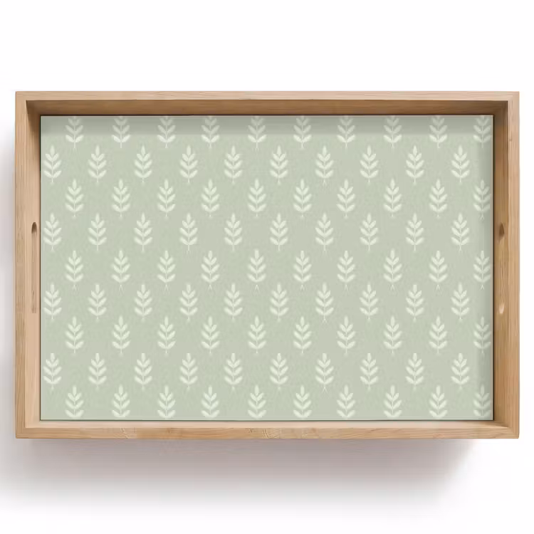 Tablett - Salbeigrün – Botanisch – Zweige – Minimalistisch – Muster — 1