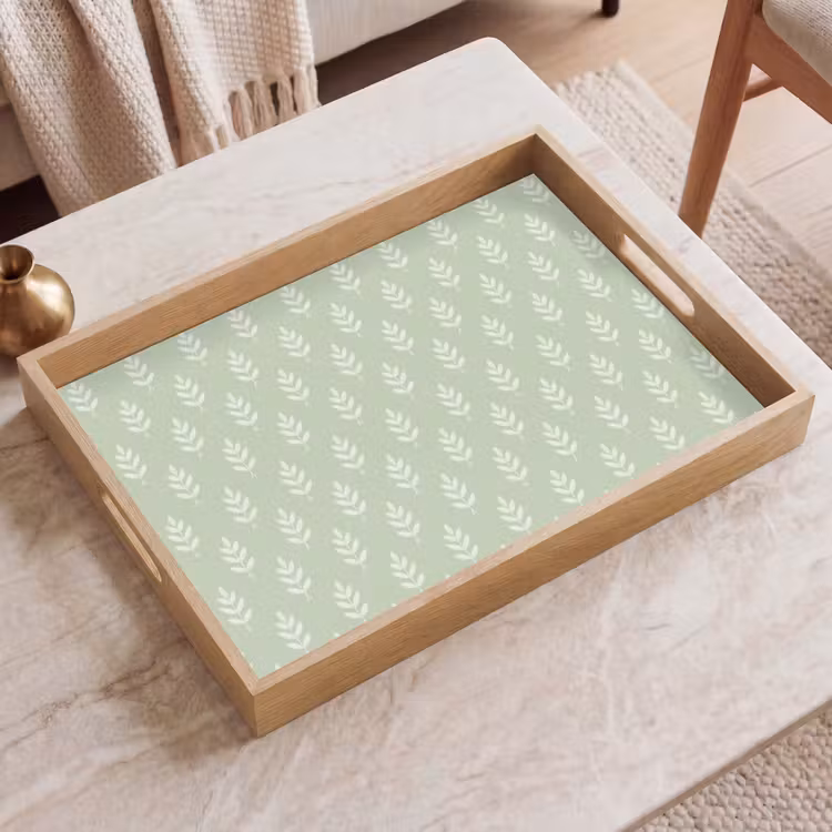Tablett - Salbeigrün – Botanisch – Zweige – Minimalistisch – Muster — 2