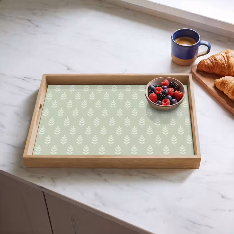 Tablett - Salbeigrün – Botanisch – Zweige – Minimalistisch – Muster — 4