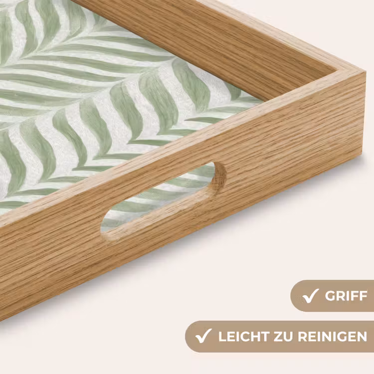 Tablett - Salbeigrün – Fischgrätmuster – Organisch – Pinselstriche – Muster — 5