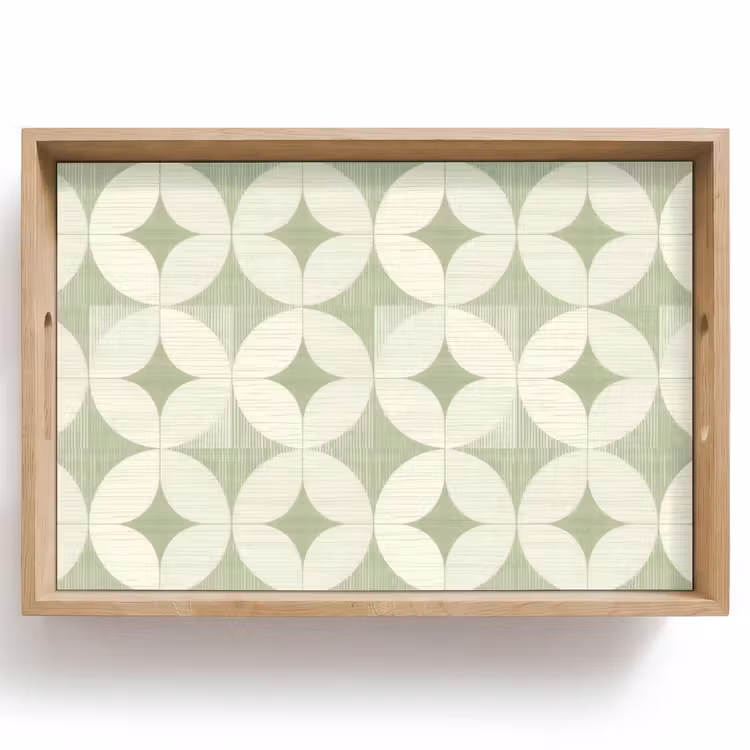 Tablett - Salbeigrün – Geometrisch – Retro – Mid-Century – Muster — 1