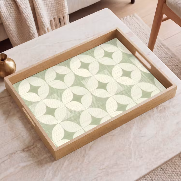 Tablett - Salbeigrün – Geometrisch – Retro – Mid-Century – Muster — 2