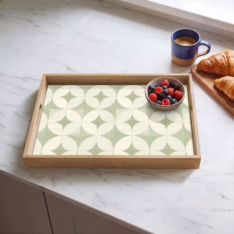 Tablett - Salbeigrün – Geometrisch – Retro – Mid-Century – Muster — 4