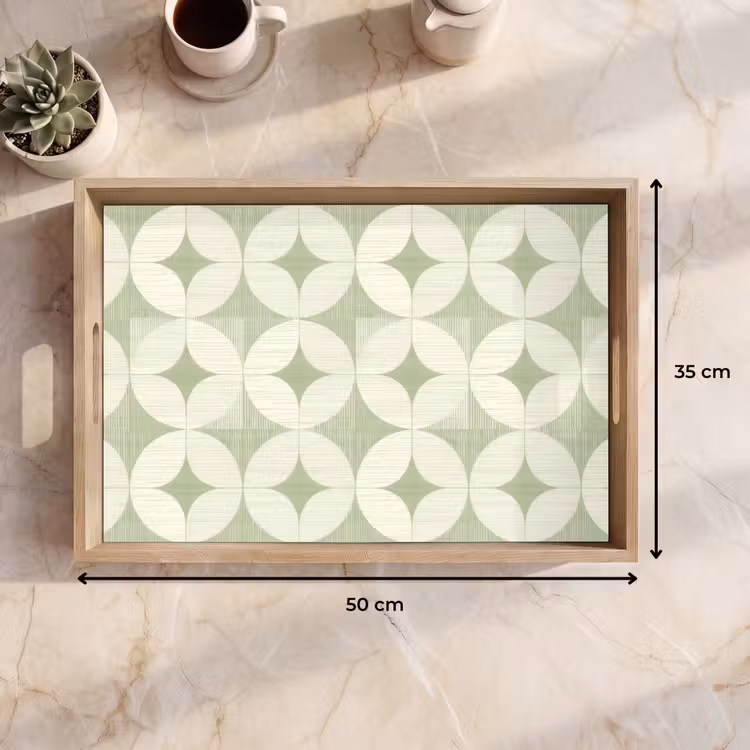 Tablett - Salbeigrün – Geometrisch – Retro – Mid-Century – Muster — 9