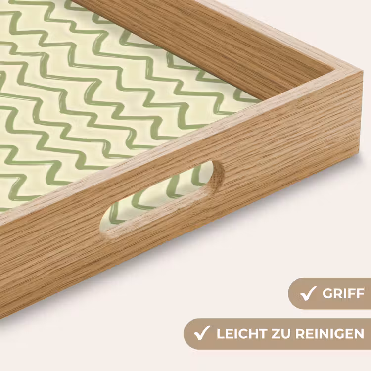 Tablett - Salbeigrün – Zickzack – Handgezeichnet – Muster — 5