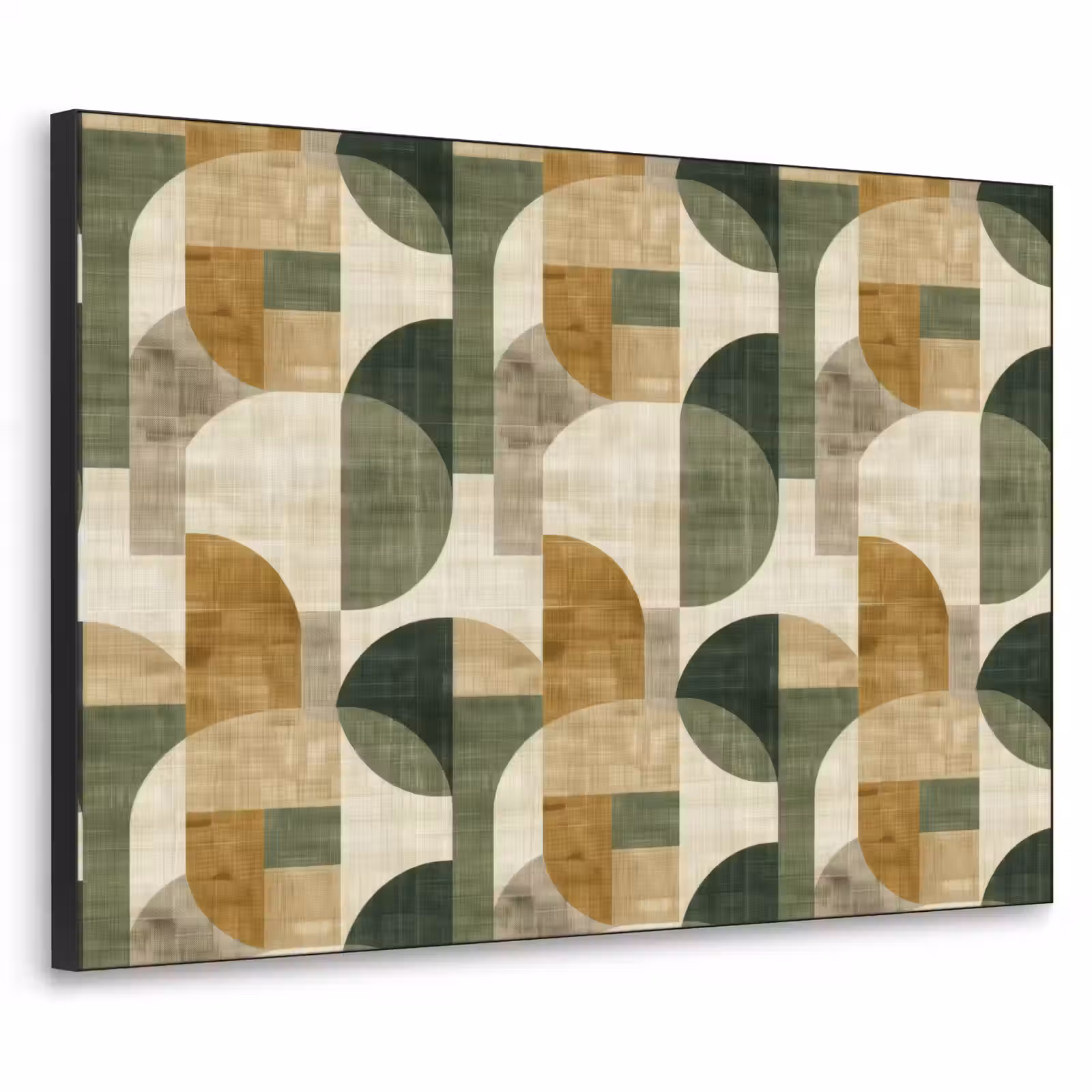 Art Frame - Olivgrün – Geometrisch – Abstrakt – Mid-Century – Leinen – Muster — 1