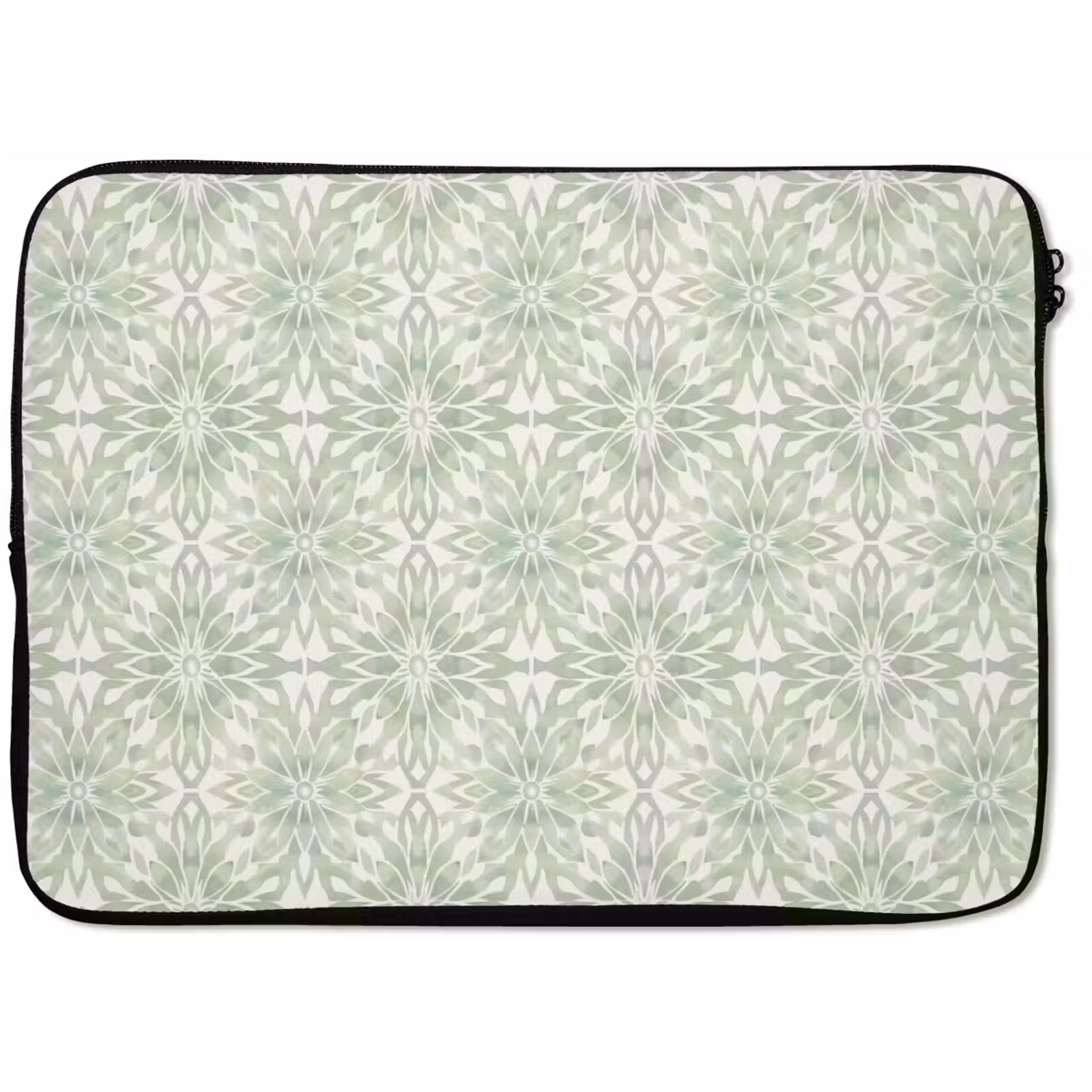 Laptop hülle - Salbeigrün – Symmetrisch – Mandala – Ornament – Muster — 1