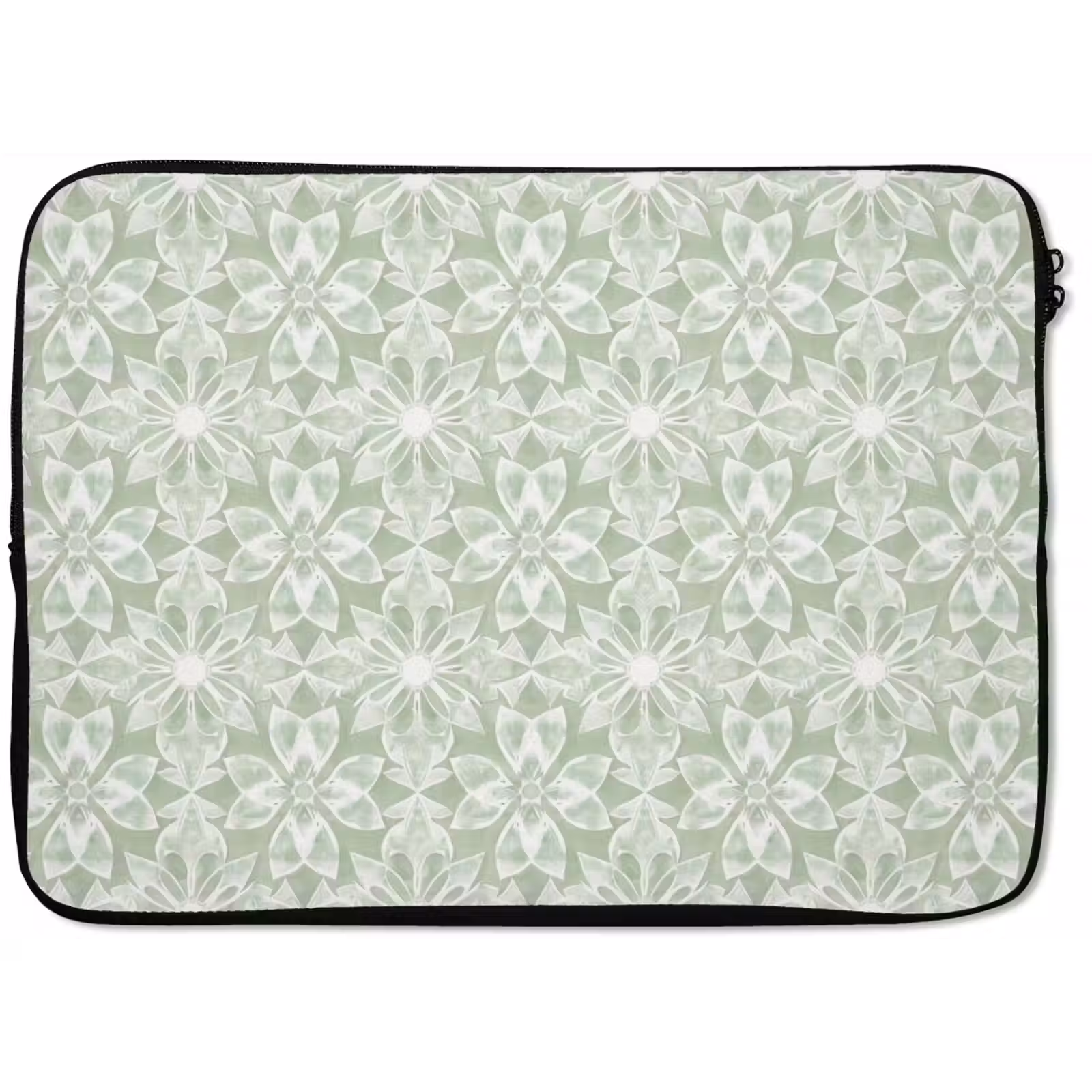 Laptop hülle - Salbeigrün – Symmetrisch – Mandala – Ornament – Muster — 1