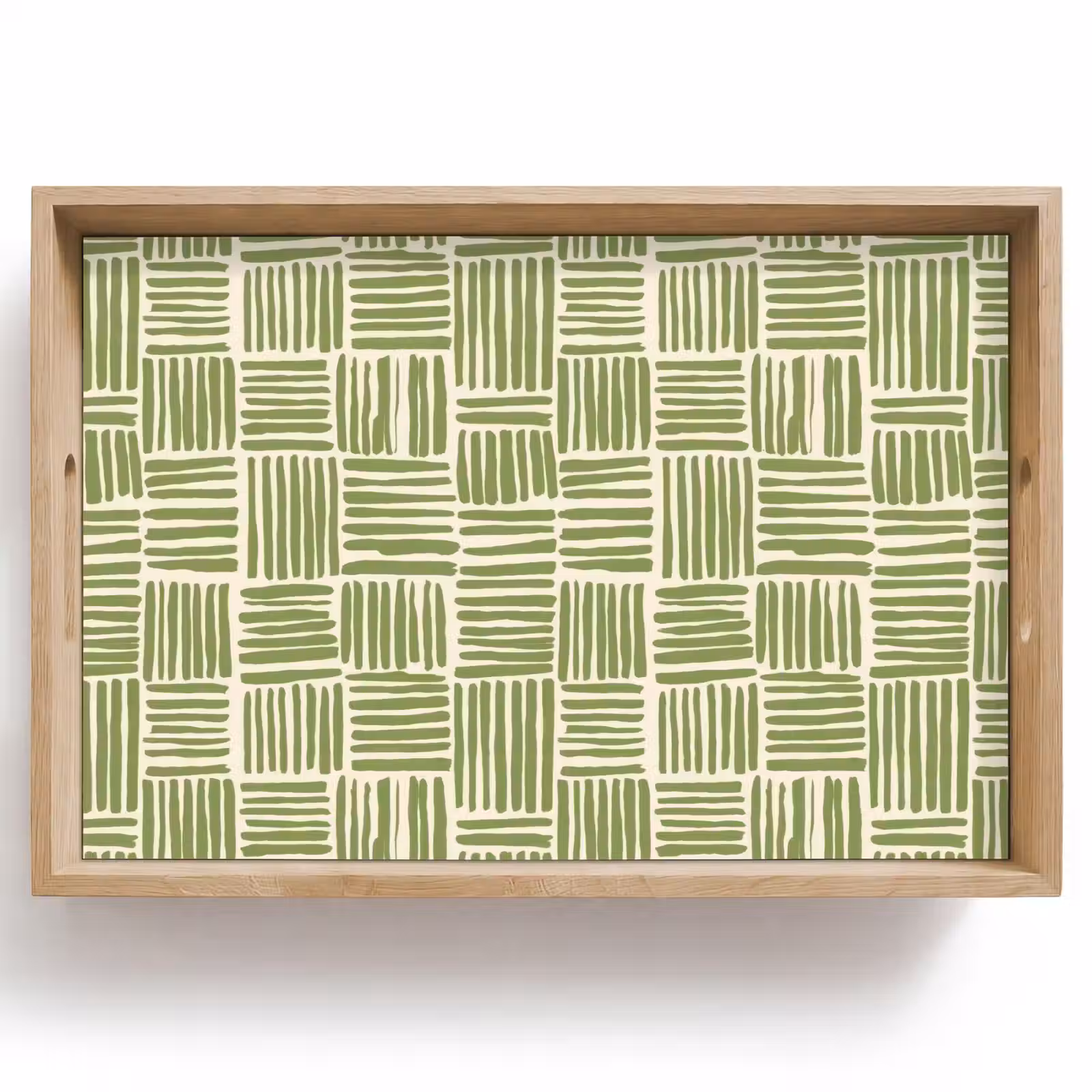 Tablett - Salbeigrün – Blöcke – Handgezeichnet – Muster — 1